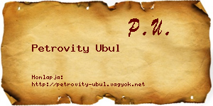 Petrovity Ubul névjegykártya